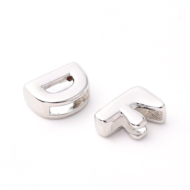 1 Pc/Package 9.5x6mm 9.5×7.5mm 9.5x8mm 7x2mm Copper White Gold Plated Letter Bubble Polished Beads