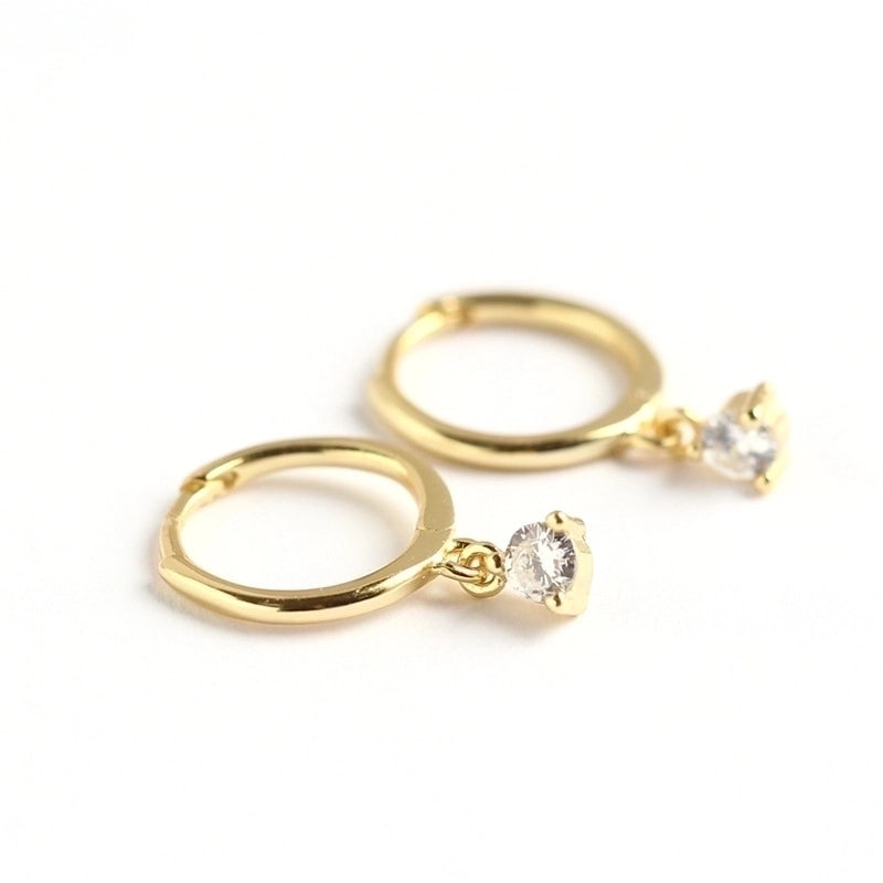 1 Pair Minimalist Water Droplets Sterling Silver Inlay Zircon Drop Earrings