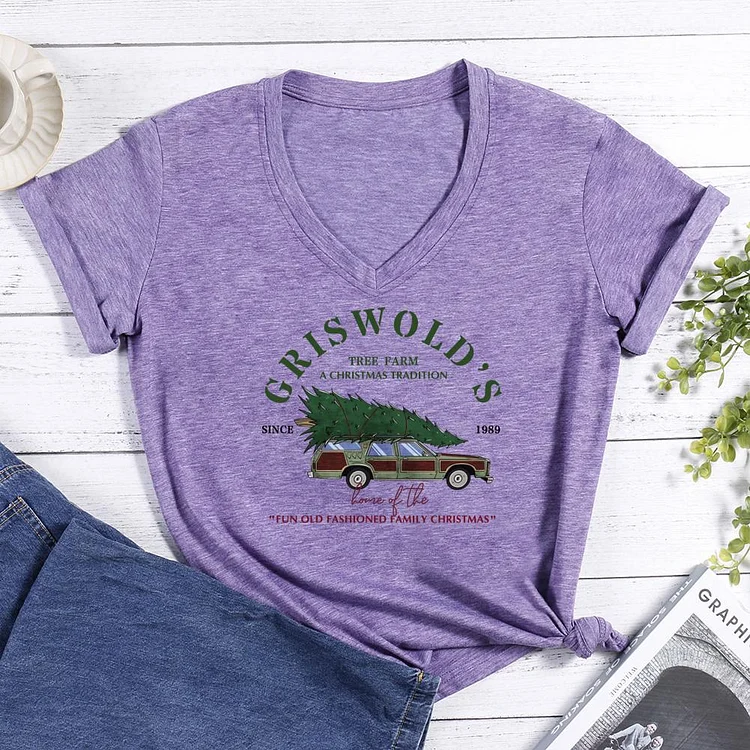 Griswold’s Tree Farm V-neck T Shirt-Annaletters