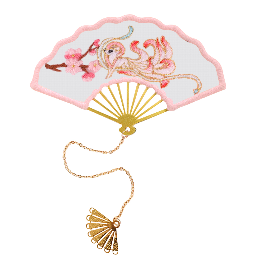 

Retro Chinese Blossom Fan Shaped Bookmark Embroidery - Cross Stitch, 501 Original