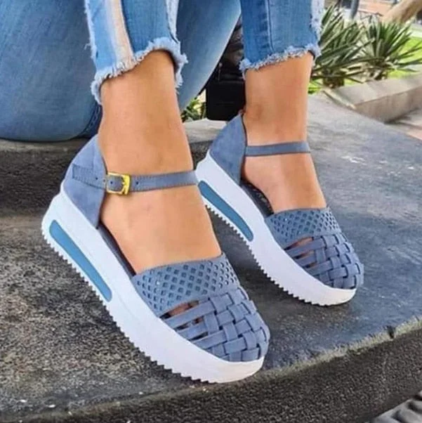 2022 Fashion Women Hollow Out Sandals Summer Flat Heel Sandals Female Casual Sewing Increase Platform Sandals Ladies Sandalias