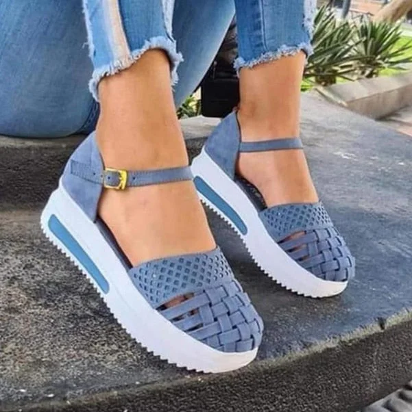 Brand Fashion Women Hollow Out Sandals Summer Flat Heel Sandals Female Casual Sewing Increase Platform Sandals Ladies Sandalias