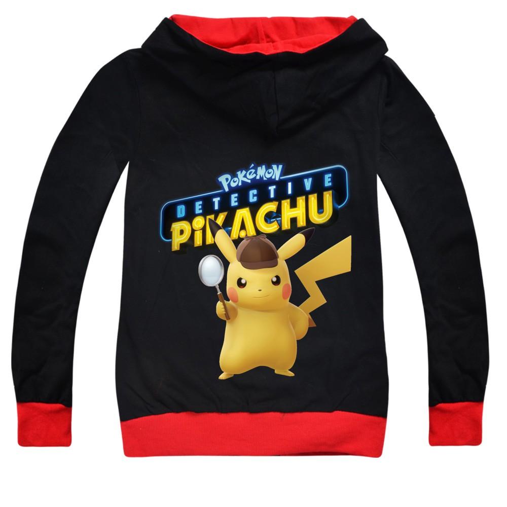 Mayoulove Pokemon Detective Pikachu Boys Kids Pure Cotton Zip Up Hoodie Jacket-Mayoulove