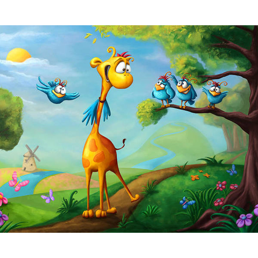 Cartoon Animal Giraffe And Bird 40*50CM(Canvas) Full Round Drill Diamond Painting gbfke