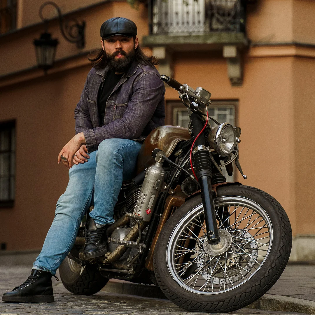 PEAKED CAPS TONY LEATHER Gatsby 8 Panels Flat Ivy Cap