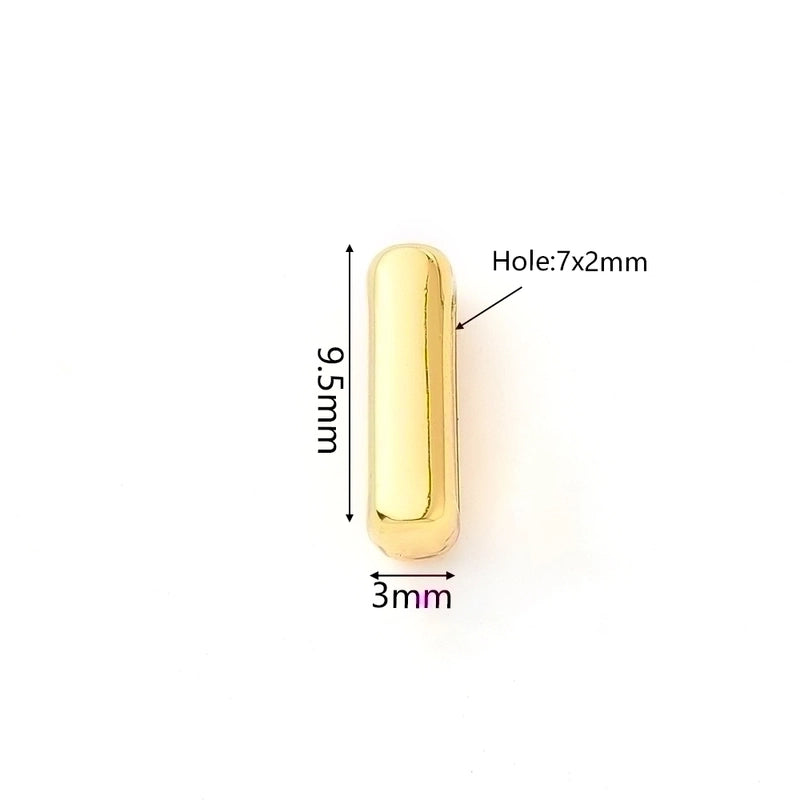 1 Pc/Package 9.5x6mm 9.5×7.5mm 9.5x8mm 7x2mm Copper 18K Gold Plated Letter Bubble Polished Beads