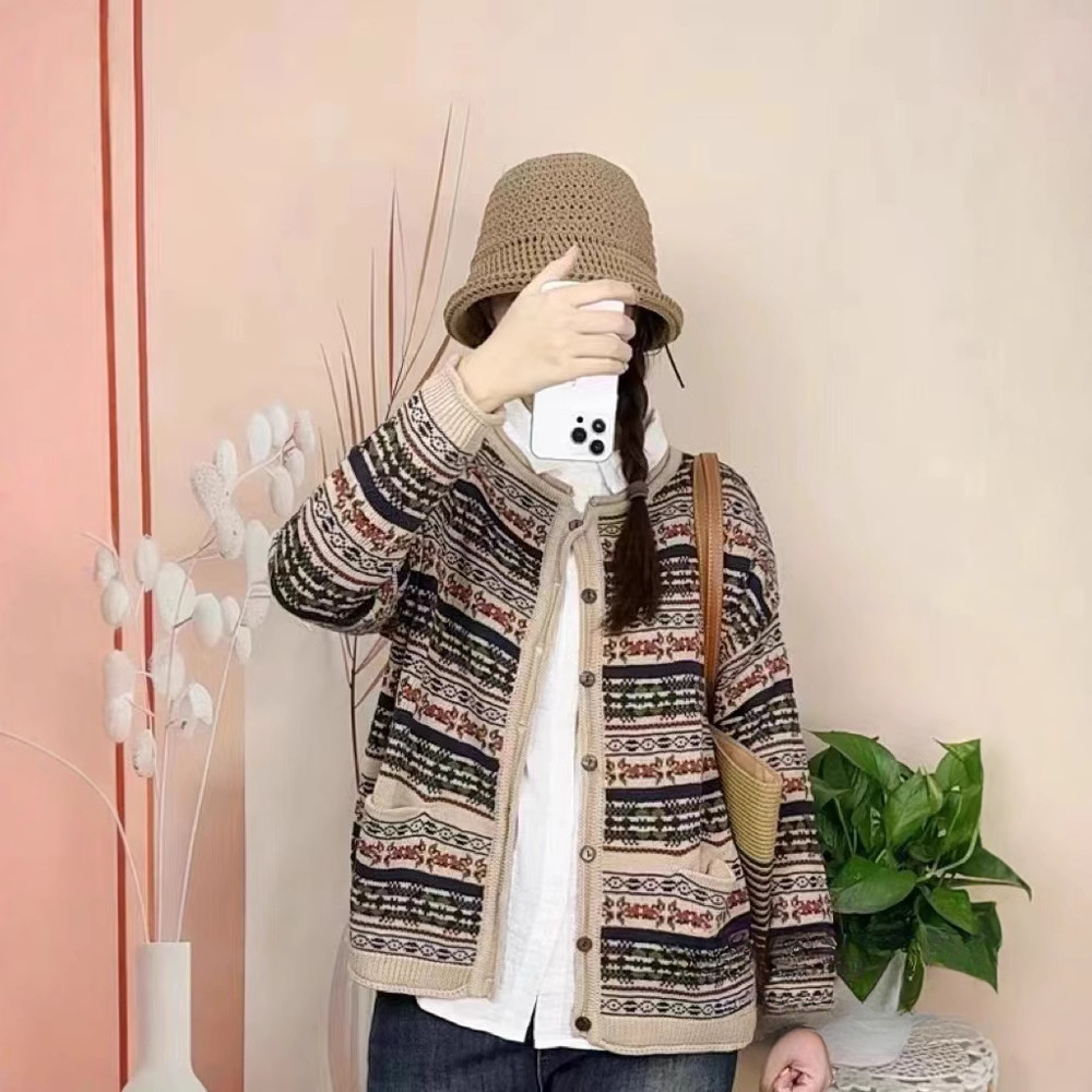 Chicfifth Sweater Women Winter Long Sleeve High Quality Autumn Vintage Top Knitted Cardigan