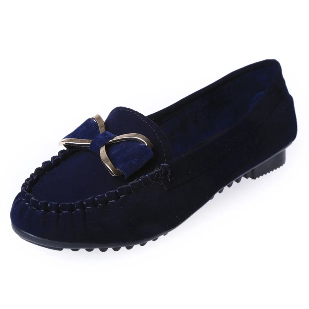  2022 Women's Loafers Solid Colors Flat Ballet Shoes Bow Knot Lazy Loafers Shallow Casual Slip On Shoes Scarpe Donna