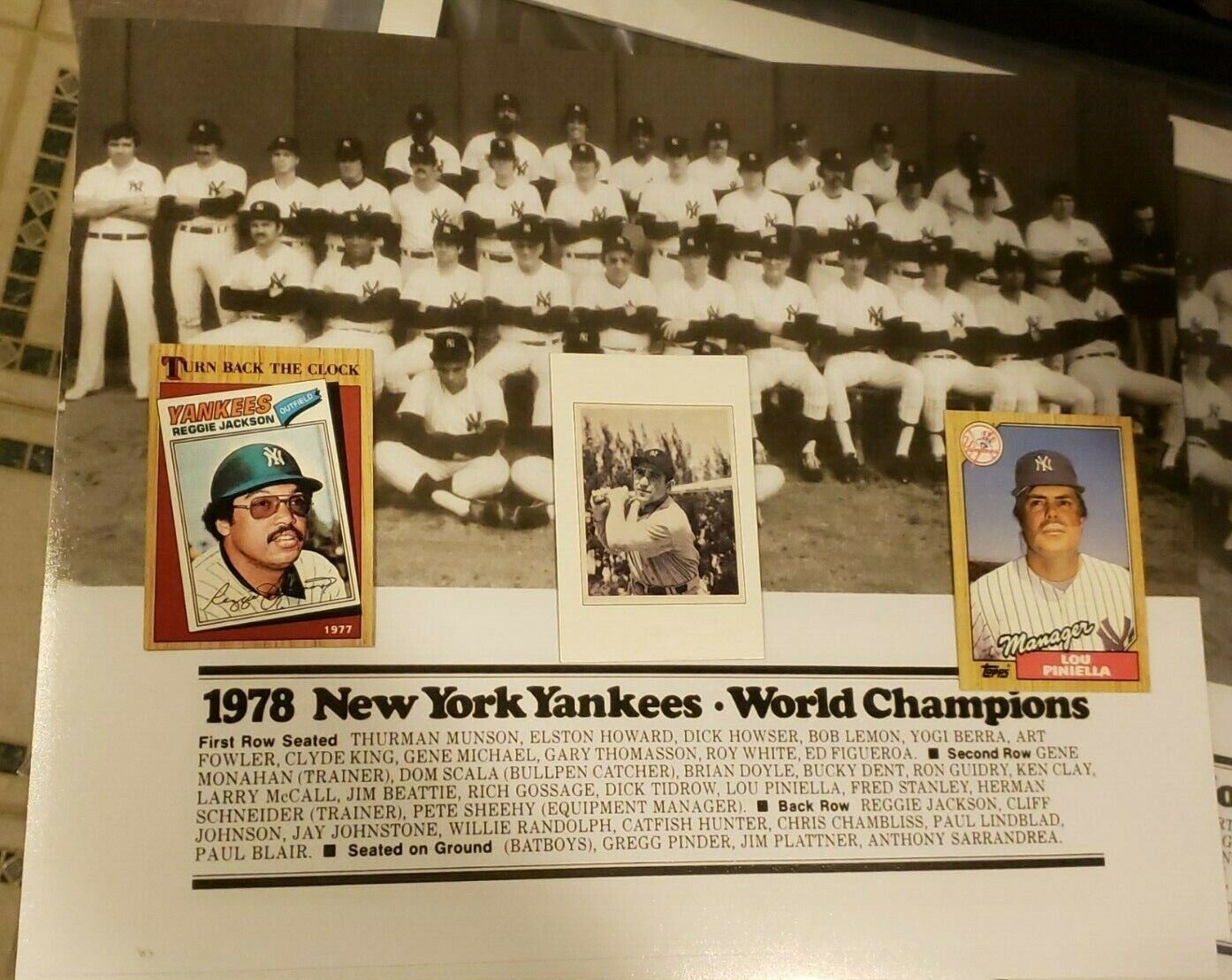 1978 New York Yankees Team Photo Poster painting +3 Cards Lou Piniella Reggie Jackson Yogi Berra