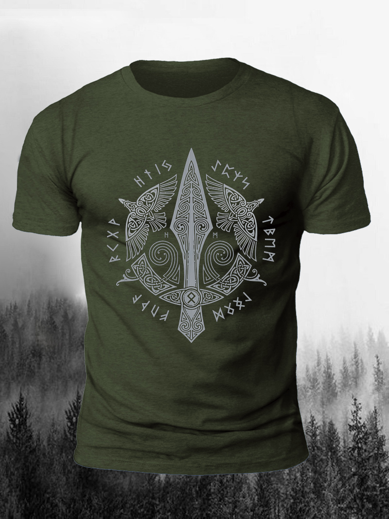 Viking Peace Dove Totem Print Short Sleeve Men's T-Shirt