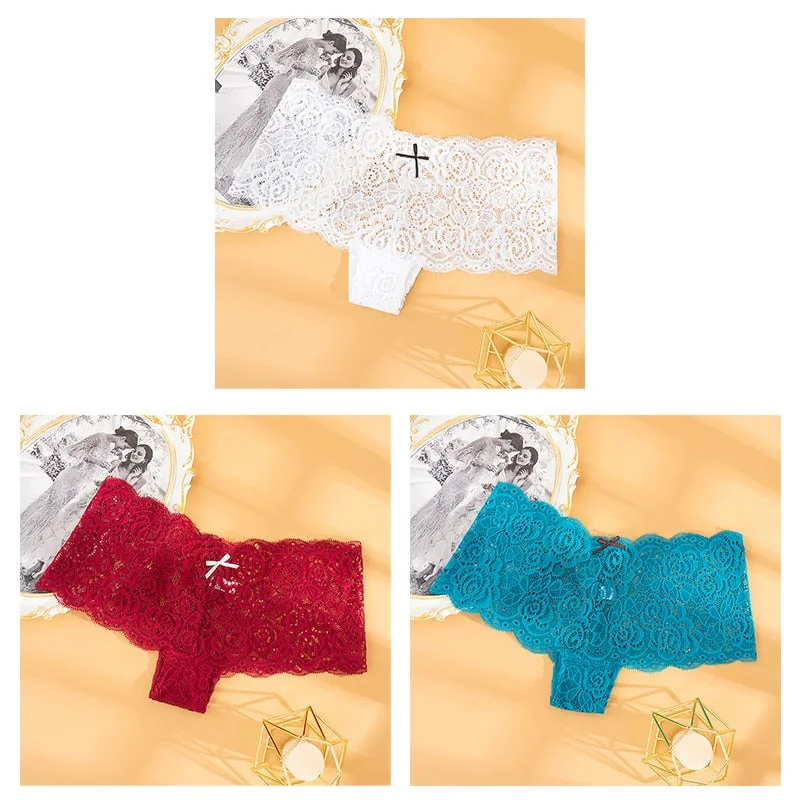 Sexy Women's Panties Boyshort Soft Comfortable Lace Underpants Female Transparent Hollow Out Knickers Underwear Lingerie