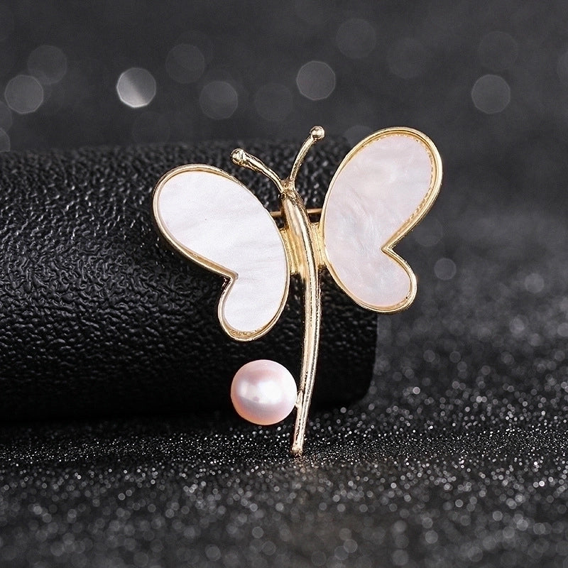 Fashion Pin Flower Alloy Plating Inlay Artificial Gemstones Pearl Women’S Brooches