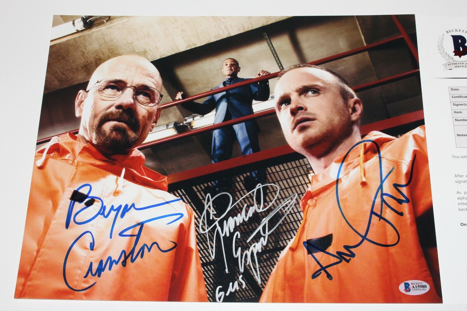 BREAKING BAD SHOW SIGNED 11x14 Photo Poster painting BECKETT COA BRYAN CRANSTON AARON PAUL CAST