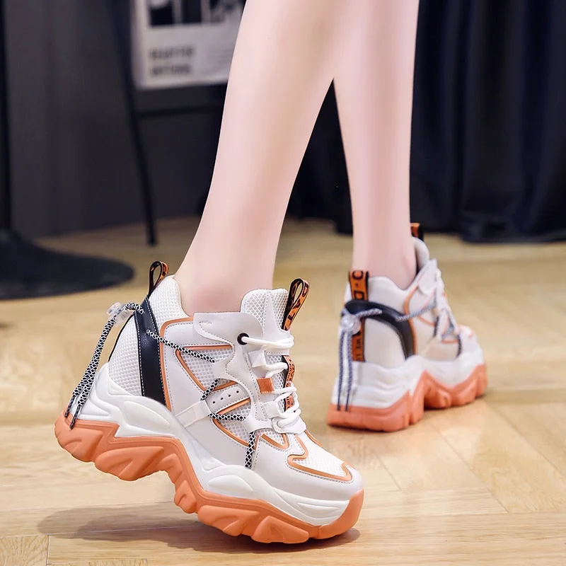 Hidden Heels Women's Chunky Sneakers Thick Bottom Platform Vulcanize Shoes Woman Street Style Sport Shoes For Female 2022