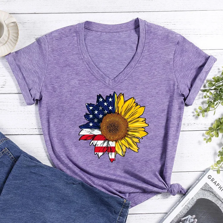 American Independence Day 4th Of July V-neck T Shirt-Annaletters
