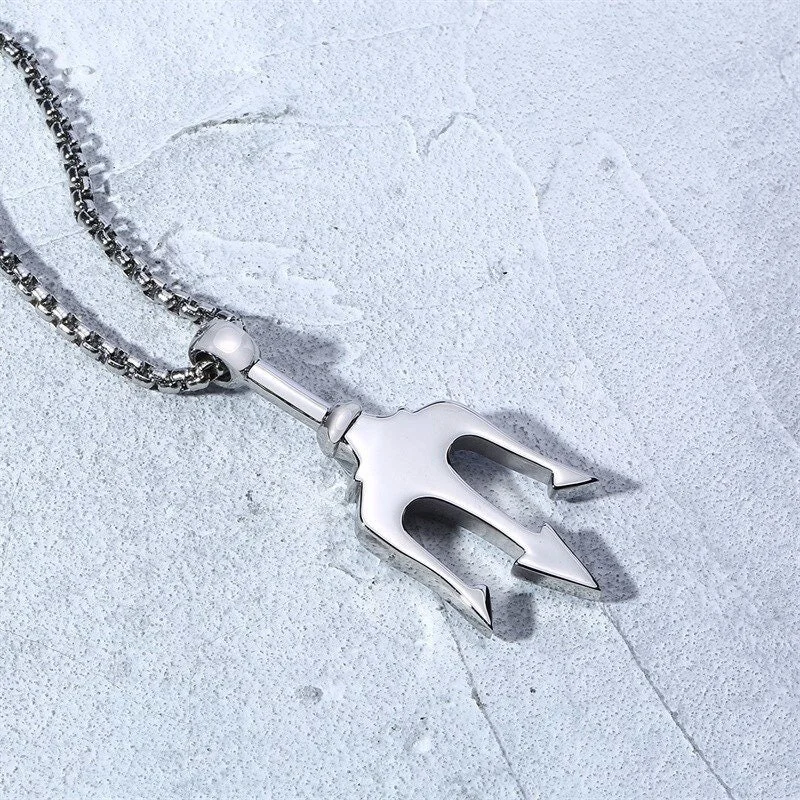 Titanium Sea King Trident Necklace-inspireuse
