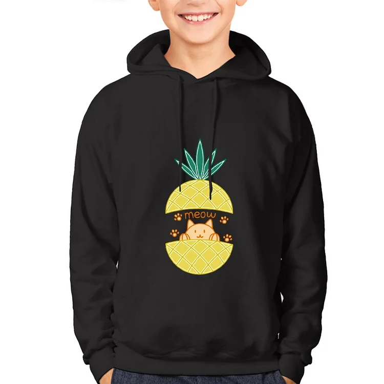 Children's Hoodie Pineapple Cat Yellow