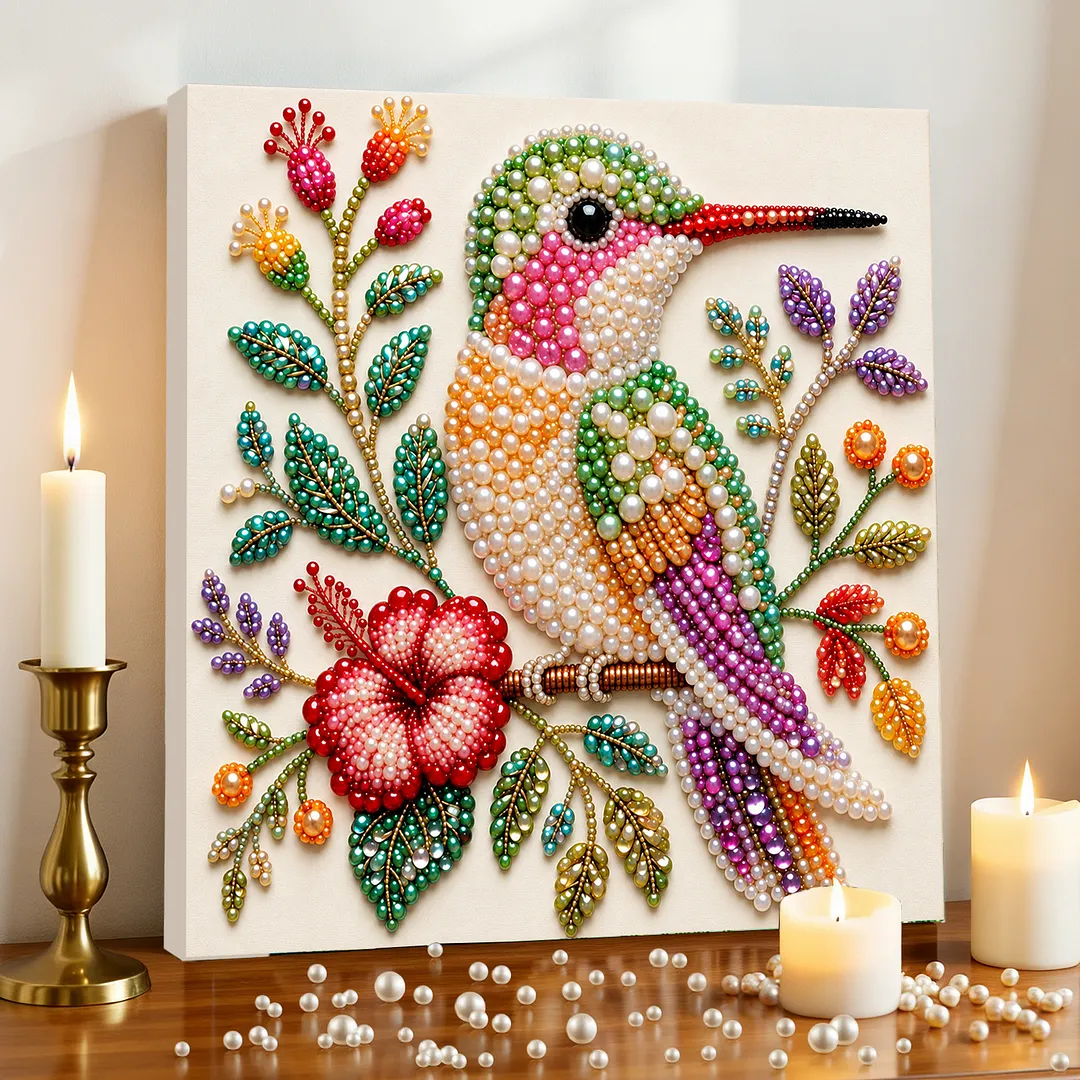 Framed Pearl Painting Kit Hummingbird 7.87x7.87in