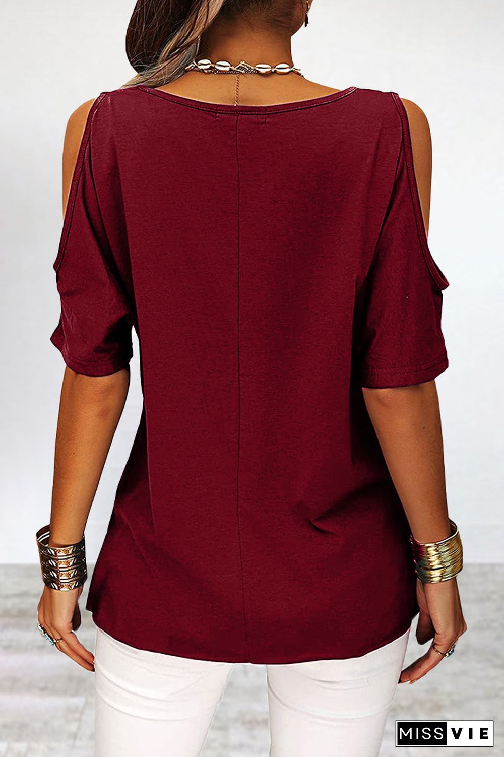 Casual Simplicity Solid Asymmetrical O Neck T-Shirts