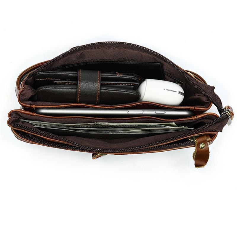 Men's Leather Fanny Bag Retro Casual Crossbody Bag