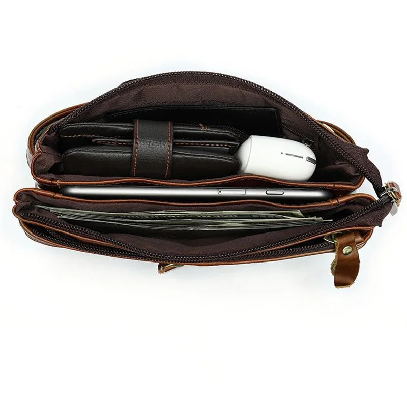 Men's Leather Fanny Bag Retro Casual Crossbody Bag