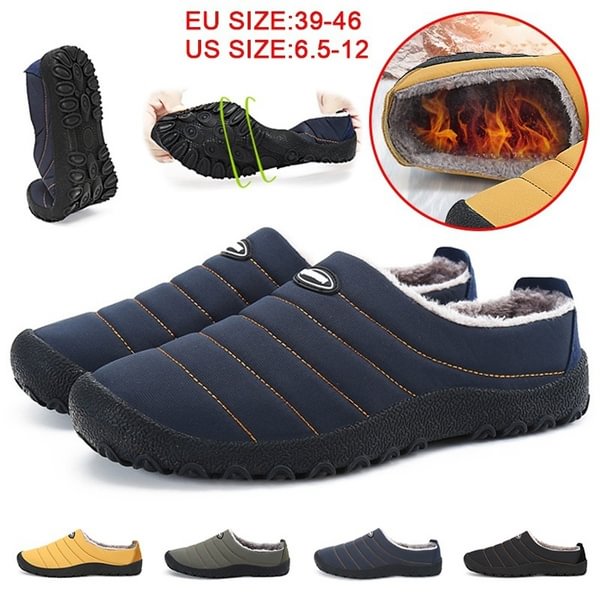 4 Colors New 2018 Men Winter Warm Slip On Slippers Indoor Outdoor Anti Slip Fur Home Slippers Plus Size 6.5-12 - Shop Trendy Women's Fashion | TeeYours