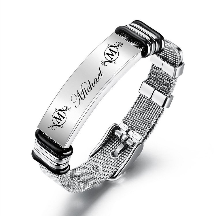 Men Bracelet Personalized Initial ID Bar Bracelet for Boyfriend