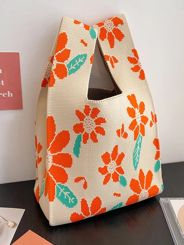 Floral Printed Woven Handbag Bags Accessories