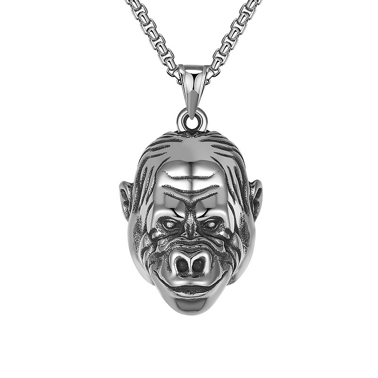 Men's Stainless Steel Black Diamond Necklace