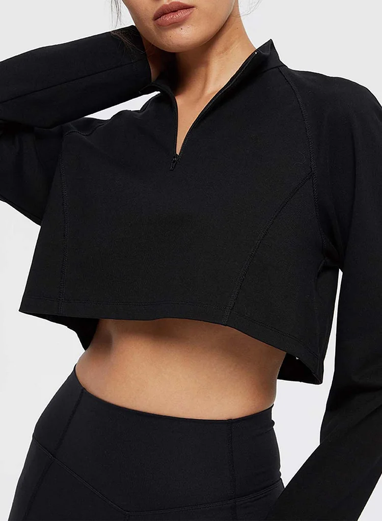 Zip-Collar Cotton Athletic Pullover