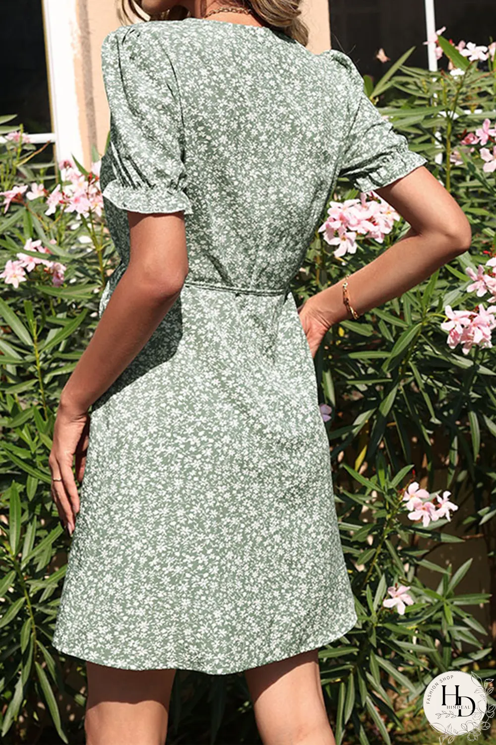 Fashion Solid Patchwork V Neck Waist Skirt Dresses
