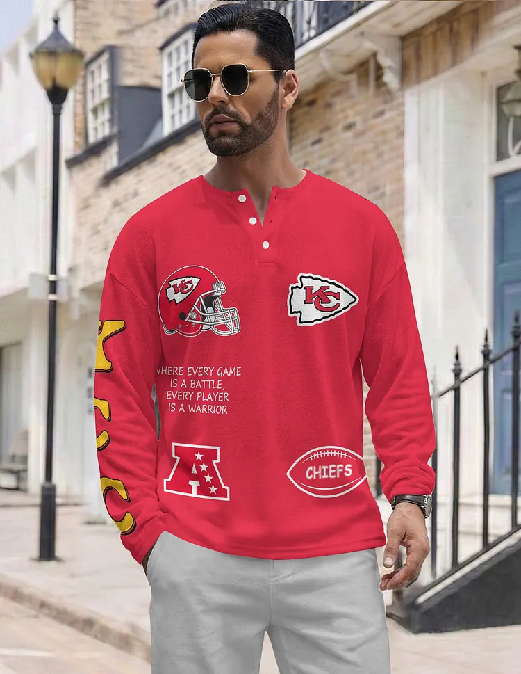 Kansas City Chiefs  Long Sleeve Henley Shirts & Pants set