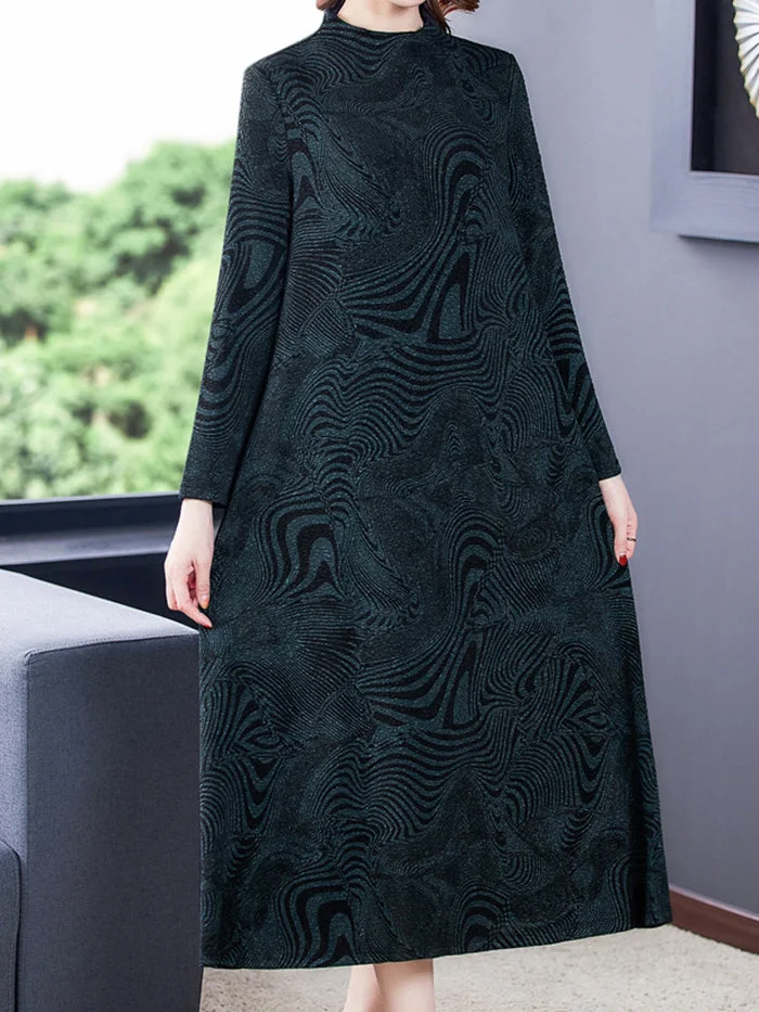 Fashionable and Elegant Knitted Long-sleeved Dress