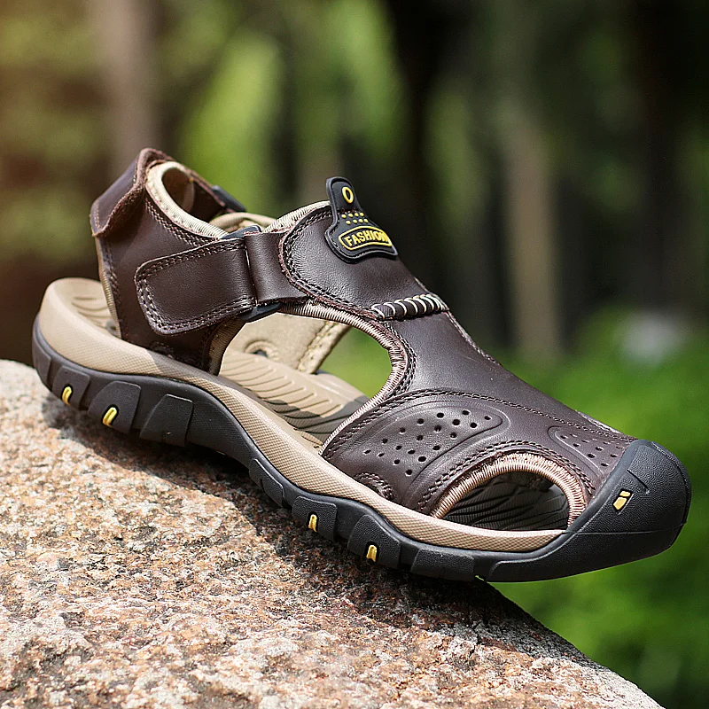 Men's Orthopedic Support Non-slip Sport Sandals Lightweight Trail Hiking Leather Sandals