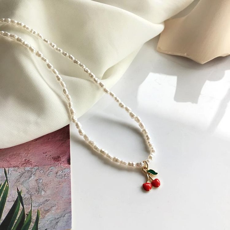 Sweet Cherry Pearl Necklace