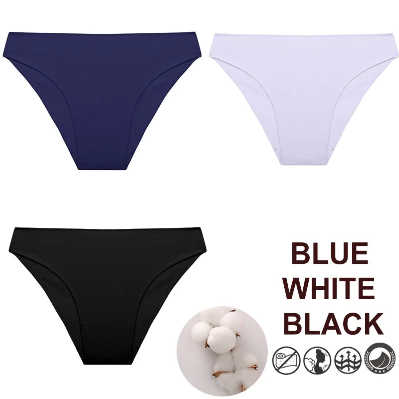 FINETOO 3PCS/Set M-XXL Panties Women Cotton Lingerie Woman Underwear Sexy Femme Underwear Girls Underpant Panty  7 Solid Colors