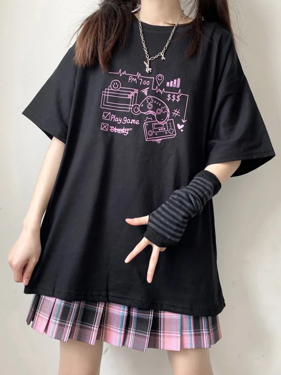Women Tops Jewel Neck Short Sleeves Graphic T-Shirt Novameme