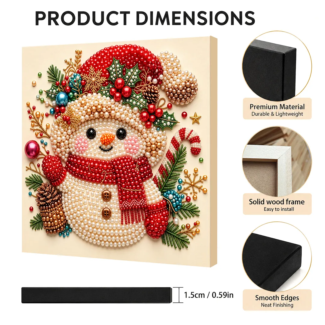 Framed Pearl Painting Kit Christmas Bead Snowman 7.87x7.87in