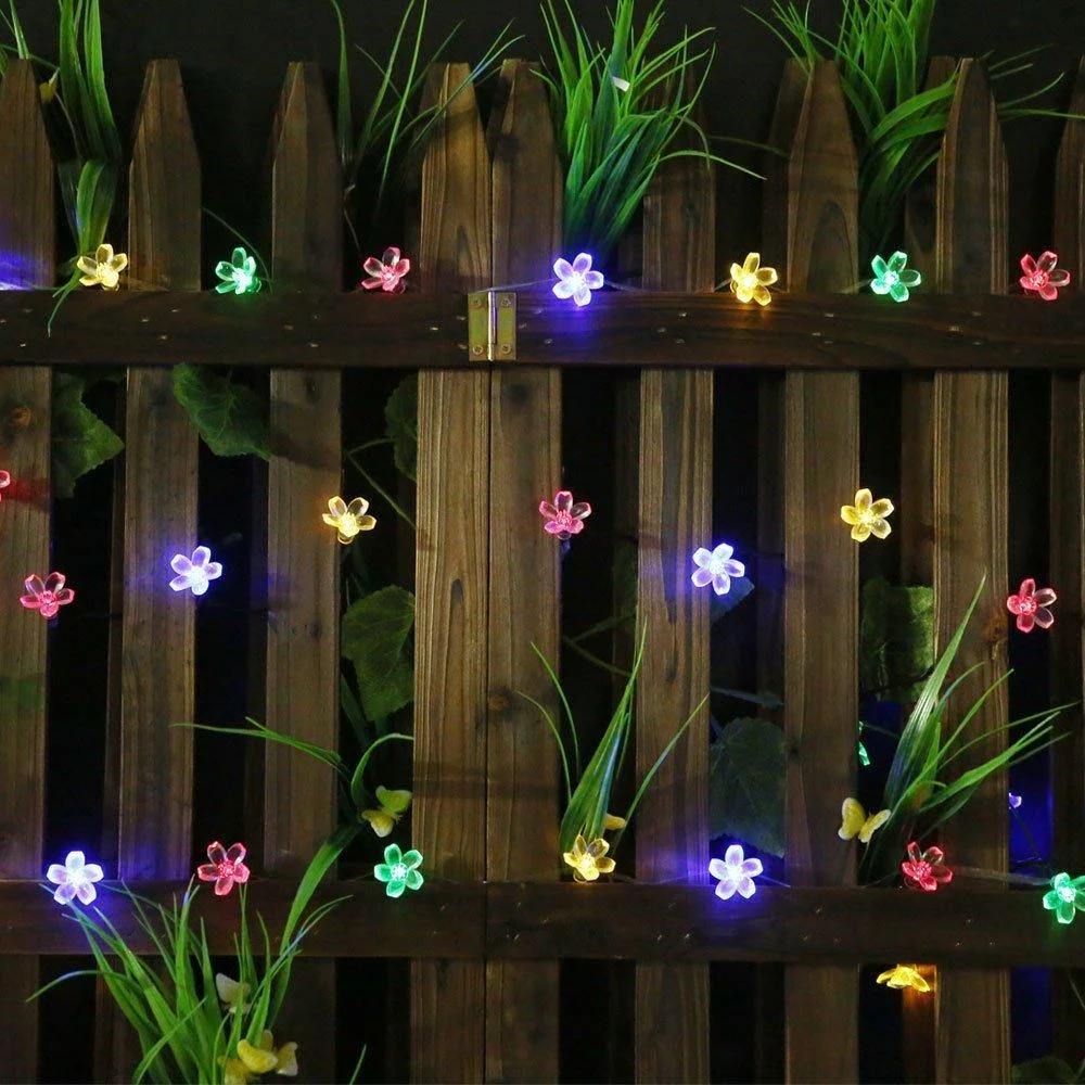 Outdoor LED Solar String Flower Lights for Garden & Pond