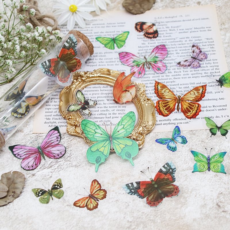 PET Butterfly Sticker 40 Stickers, 8 Types-Himinee.com