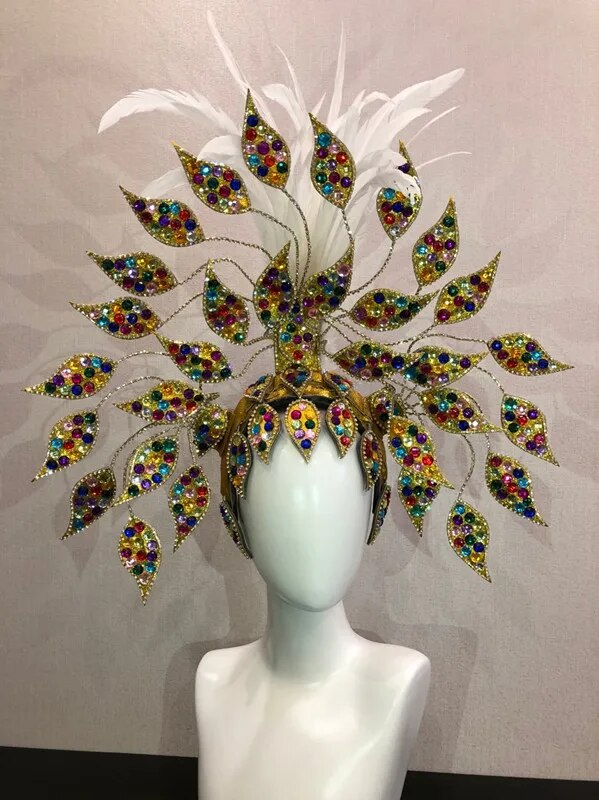 VCSHOES Brazil Rio Spanish Cuba Santiago Havana Venice Dionysia Carnival Float Mask Dress Masque Ball Costume Samba Plumage Plume Headd