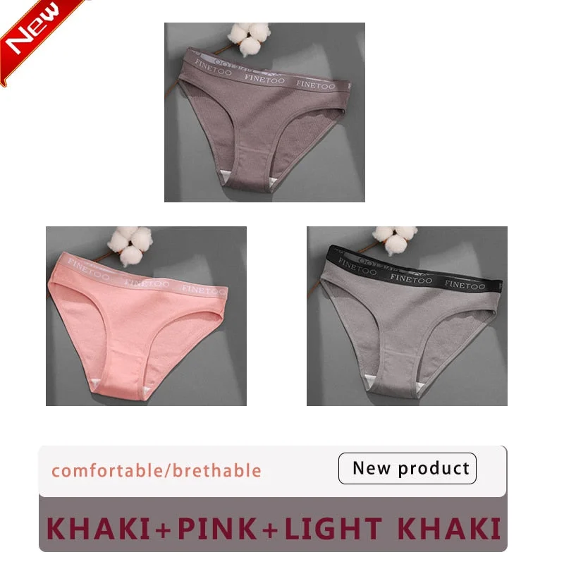 3PCS/Set Cotton Underwear For Woman Sexy Letter Panties Underpants Female M-XL Briefs Intimates Lingerie 6 Solid Color Pantys