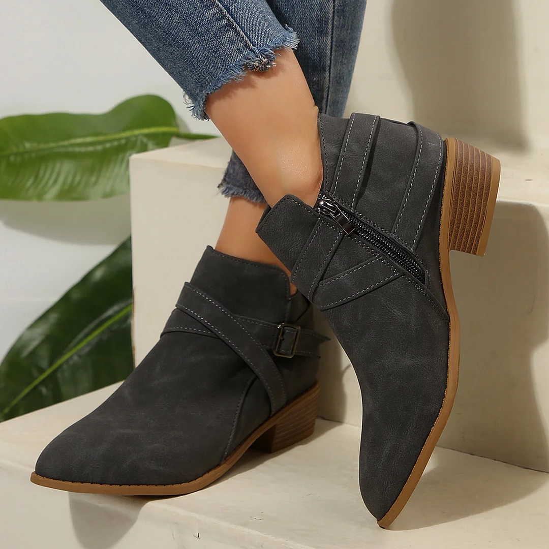 Yyvonne Autumn And Winter New Large-Size Tip Side Zipper Fashion Comfortable Short Boots Women 36-43