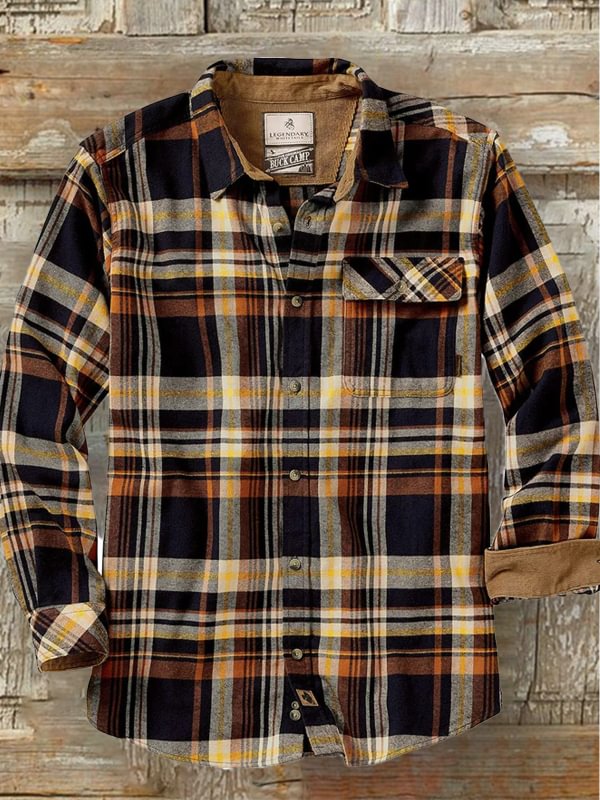 Men's Plaid Casual Versatile Long Sleeve Shirt