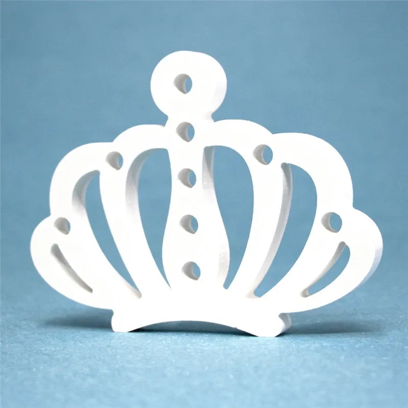 Thickness 12 MM White Wooden Letters English Alphabet Name Design Art Craft 3D Heart Crown Diamond ring for Wedding Home Decor