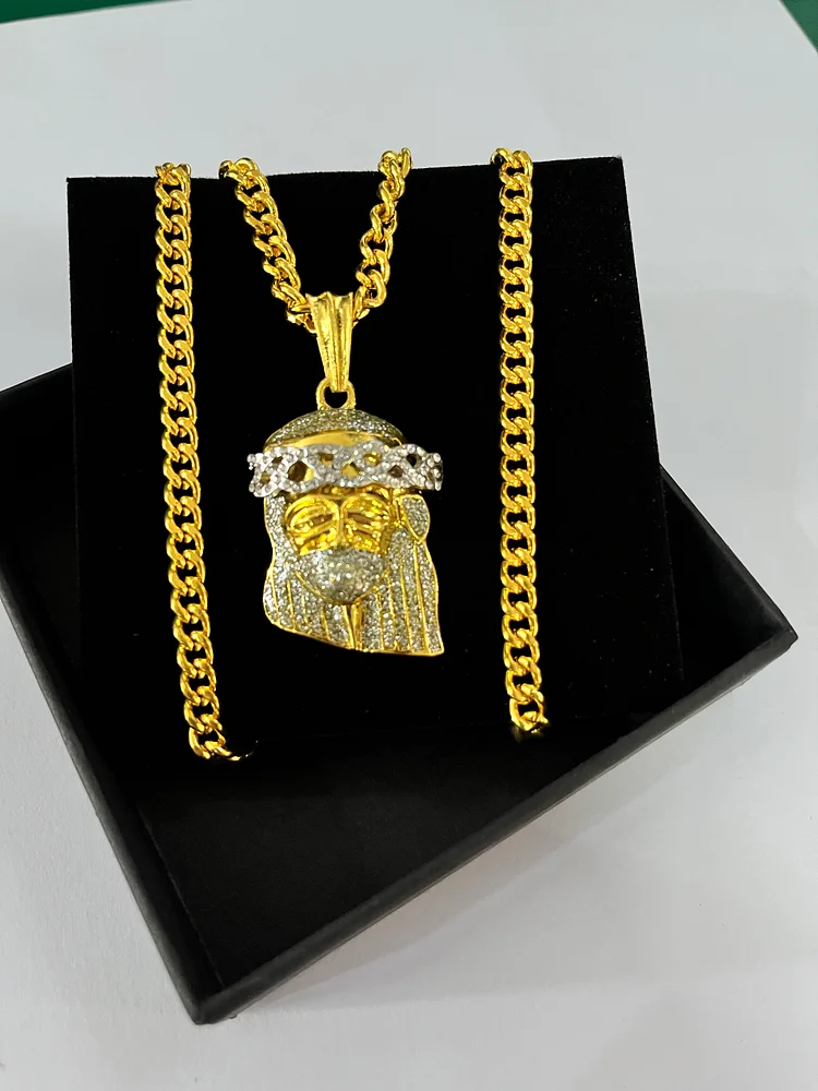 Iced Out Jesus Pendant Necklace Hip Hop Jewelry-VESSFUL