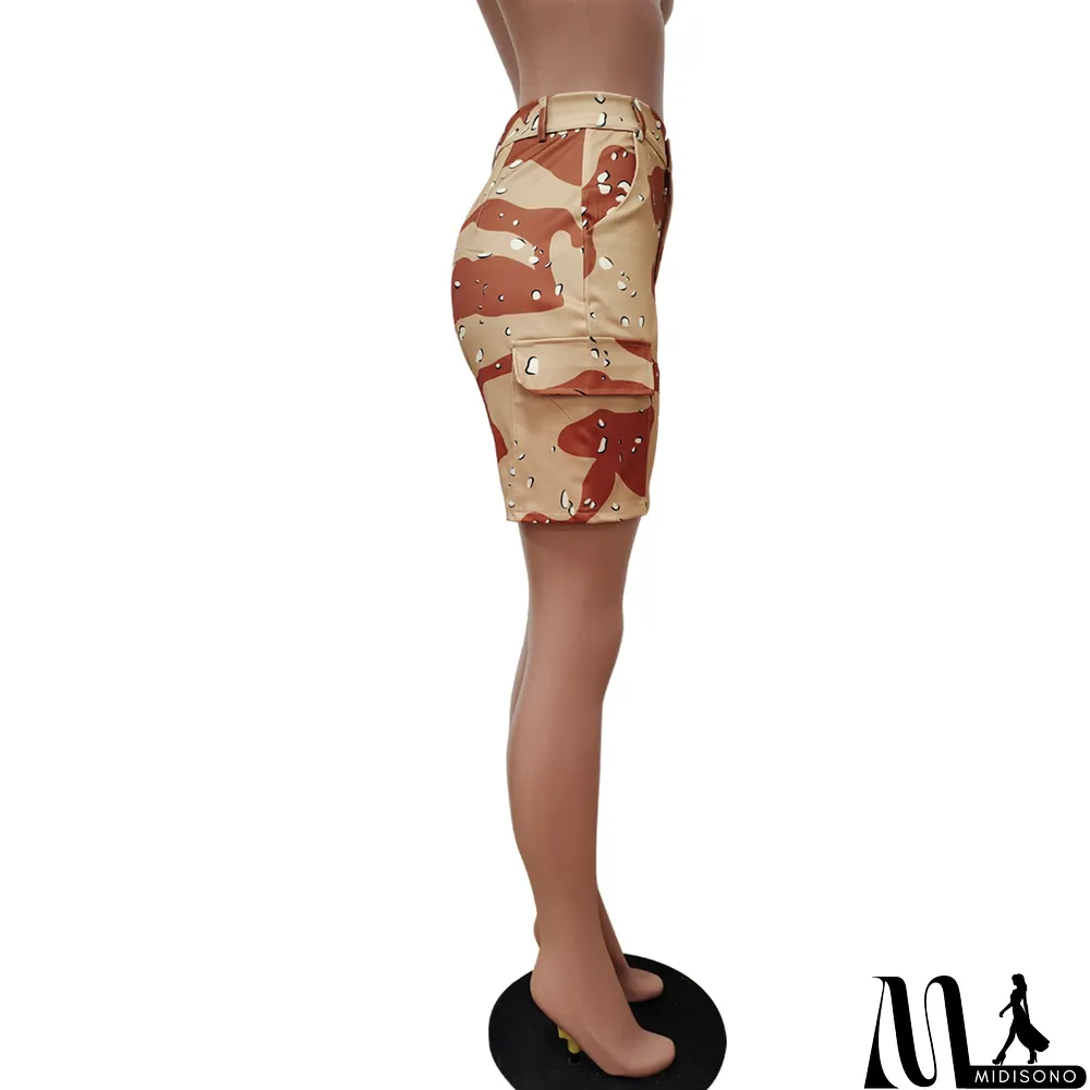 MidiSono - Summer Women's Camo Cargo Shorts