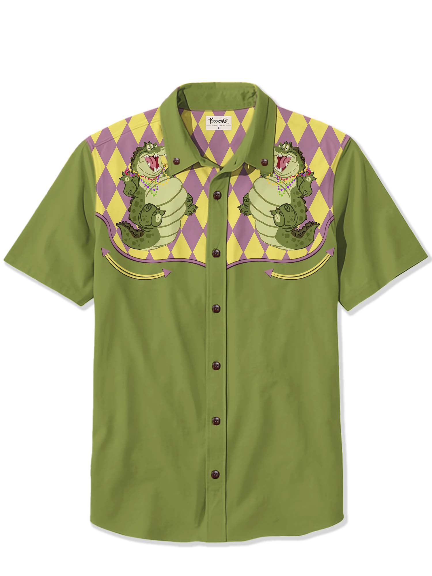 Mardi Gras Music Crocodile With Saxophone - 100% Cotton Shirt