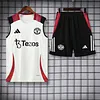 2025/2026 Manchester United Pre-Match Training White Vest+Shorts Football1:1 Thai Quality