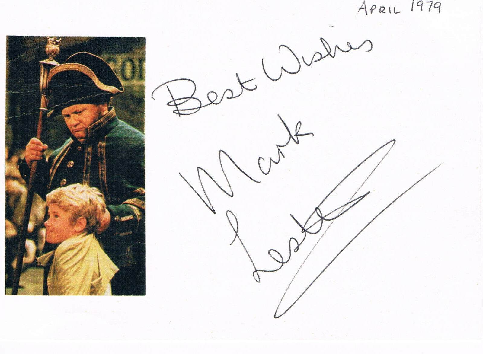 Mark Lester 1958- autograph signed card 4x6